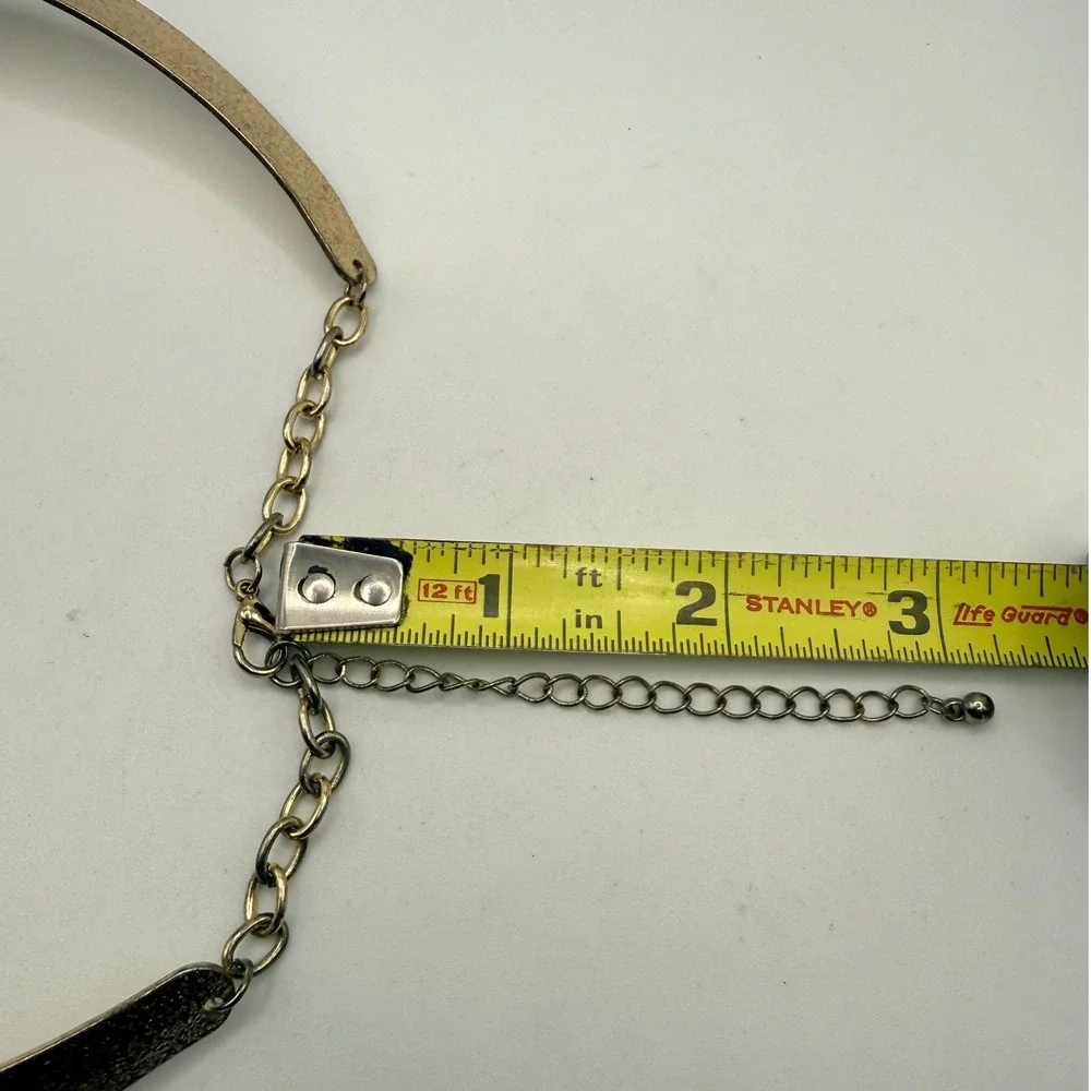 Gold Tone Textured Collar Necklace Adjustable Torque Statement Choker